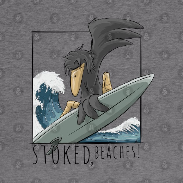 Stoked, Beaches! Surfer Crow Raven Surfing On Japan Wave by SkizzenMonster